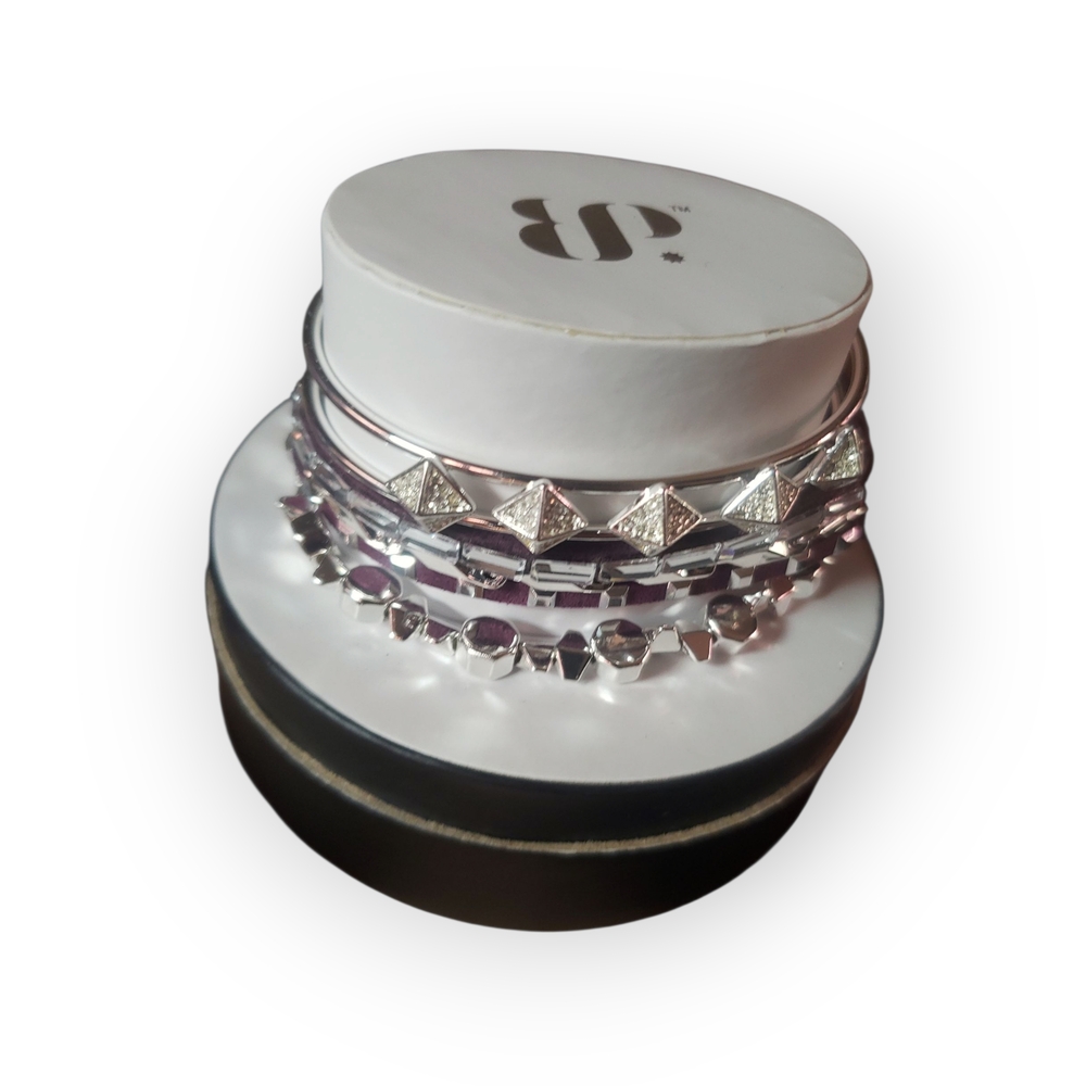 Silver Plated Bracelet Set Of 3 By Bomb Party